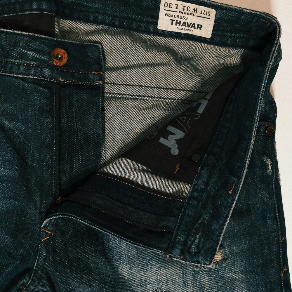 Diesel Industry Thavar Jeans Mens 31x30 Blue Dark Wash Slim Skinny Denim - Picture 6 of 16
